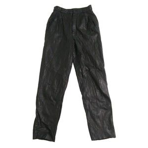 Wilsons Women's Size 8 Genuine Leather Pants Black Lined Vintage Biker Moto